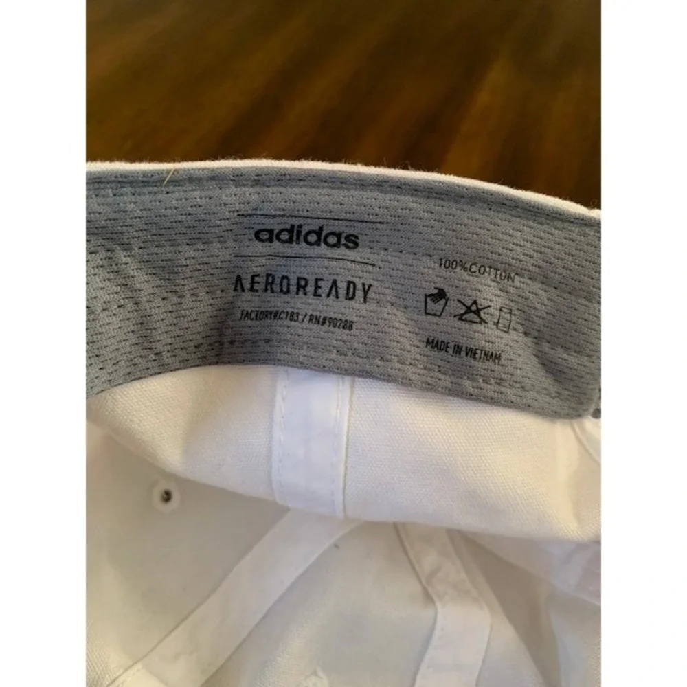 Adidas White Aeroready Adjustable Dad Hat Yellow‎ Embroidered Logo 983043-C